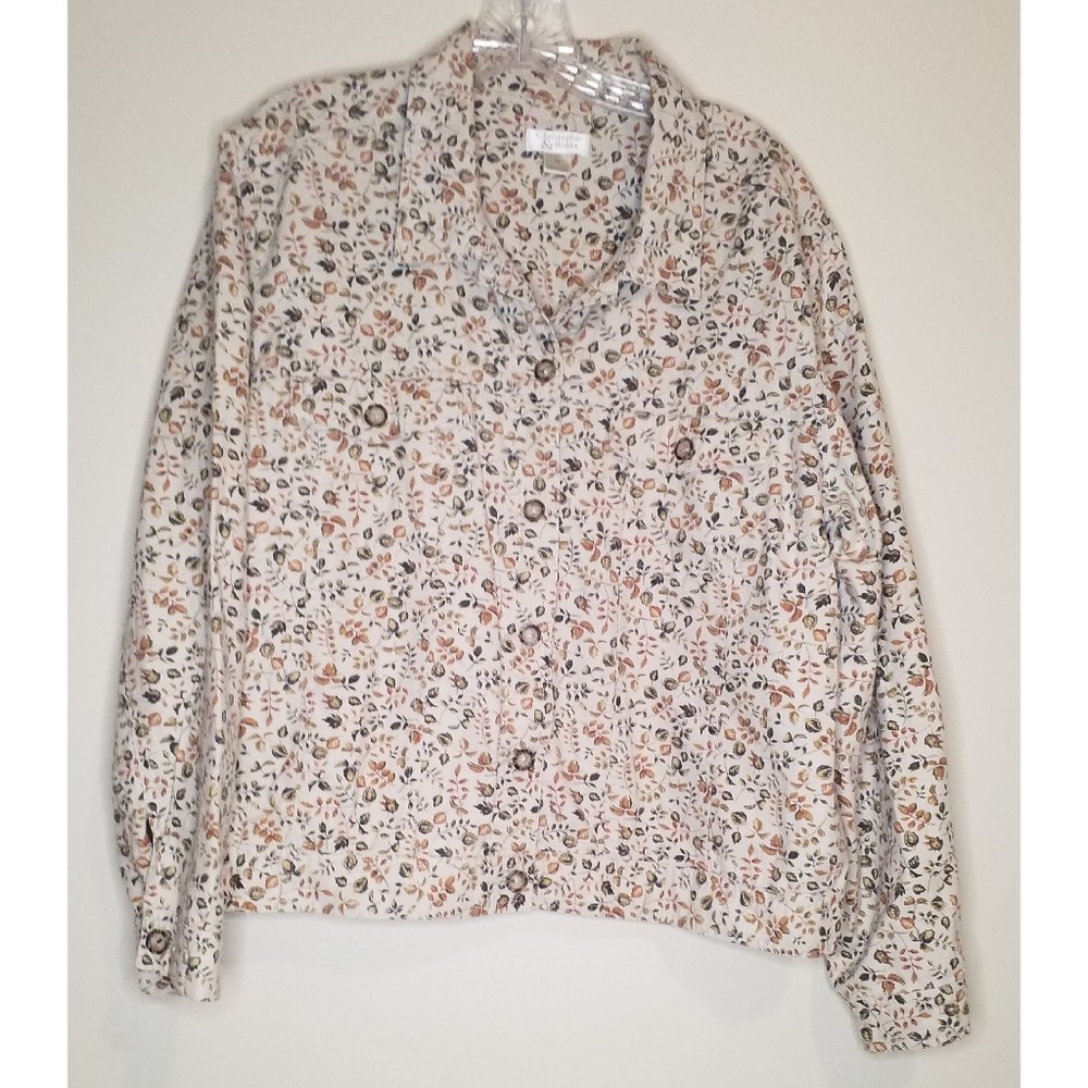 CJ Banks fall khaki Jean jacket with leaves XL